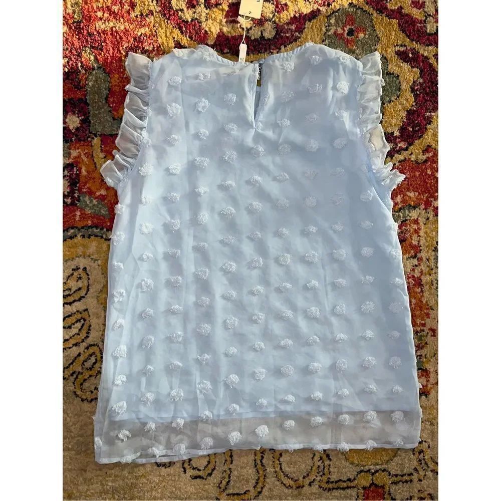 Ruffle Shoulder Blue Tops (S) - Picture 4 of 4